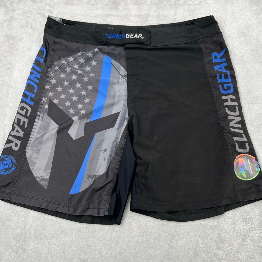 Clinch Gear Pro American Flag MMA Board‎ Shorts Size 42 Black Blue Gym Training